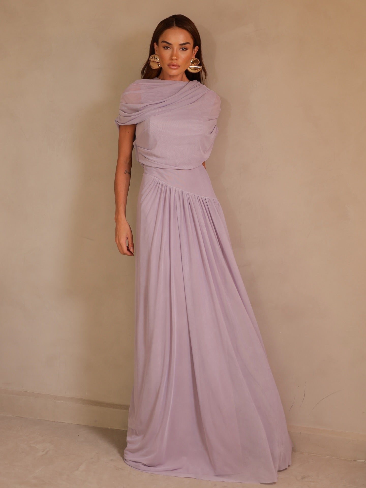 Women’s Lilac Draped Maxi Dress