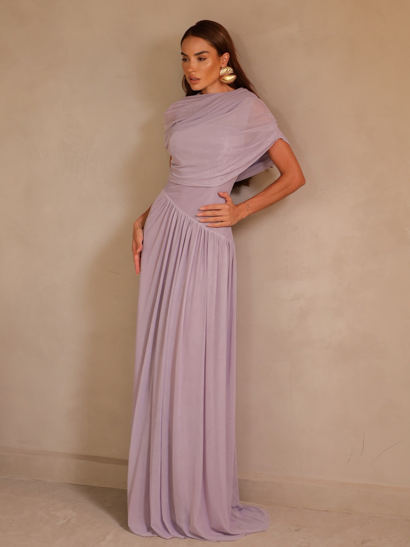 Women’s Lilac Draped Maxi Dress